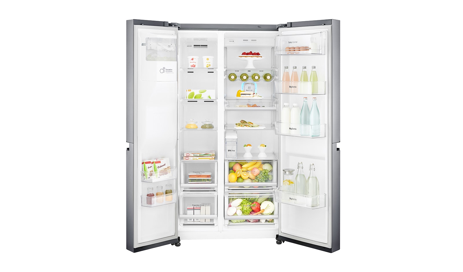LG Inverter Linear Compressor™ GSL961PZBV American Style Fridge Freezer, 601L, Shiny Steel - F, GSL961PZBV